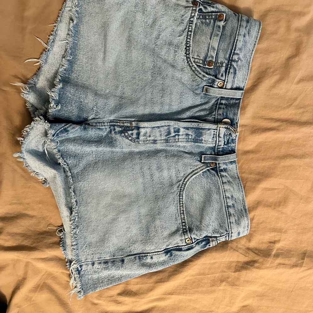 Levi's 501 Light Blue Denim Frayed Shorts